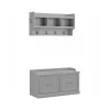 Woodland 40W Shoe Storage Bench with Doors and Wall Mounted Coat Rack, Cape Cod Gray (WDL003CG) Storage Cabinets