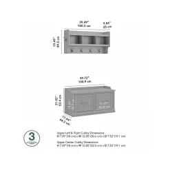 Woodland 40W Shoe Storage Bench with Doors and Wall Mounted Coat Rack, Cape Cod Gray (WDL003CG) Storage Cabinets
