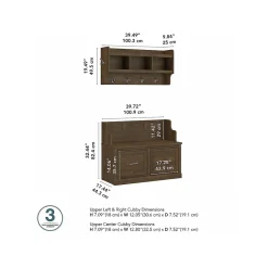Best Woodland 40W Entryway Bench with Doors and Wall Mounted Coat Rack, Ash Brown (WDL009ABR) Storage Cabinets
