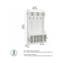 Woodland 40W Hall Tree and Shoe Storage Bench with Shelves, White Ash (WDL002WAS) Storage Cabinets