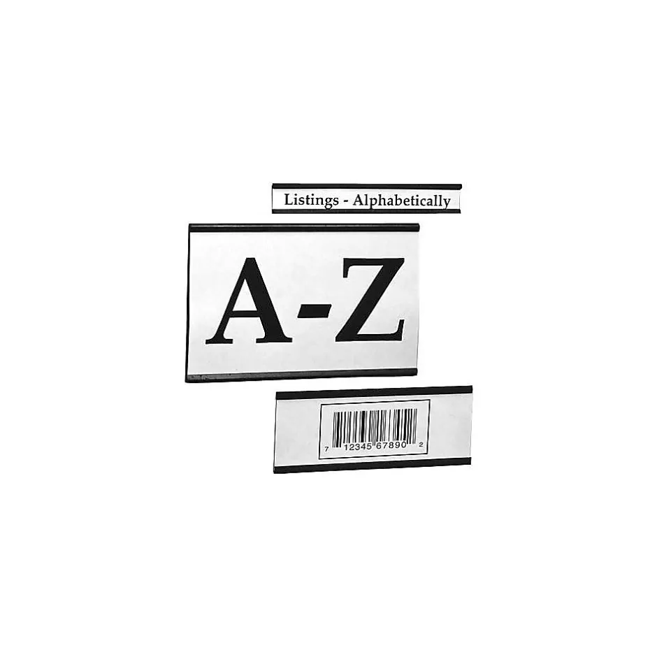 Unbranded C Channel Label Holders, 1"W x 3"L, Black/White, 25/Carton (LH191) Clearance