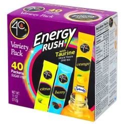 Snacks & Granola Bars<4C Energy Rush Sugar Free Drink Mix with Taurine Variety Pack 40CT (220-02037)