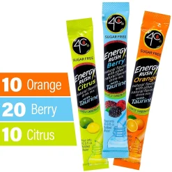 Snacks & Granola Bars<4C Energy Rush Sugar Free Drink Mix with Taurine Variety Pack 40CT (220-02037)
