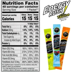 Snacks & Granola Bars<4C Energy Rush Sugar Free Drink Mix with Taurine Variety Pack 40CT (220-02037)