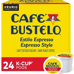 Keurig K-Cups<Cafe Bustelo Espresso Coffee, Dark Roast, Keurig® K-Cup® Pods, 24/Box (6106)