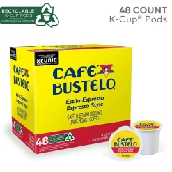 Keurig K-Cups<Cafe Bustelo Espresso Style Coffee Keurig® K-Cup® Pods, Dark Roast, 48/Box (5000346117)