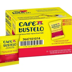 Coffee<Cafe Bustelo Ground Coffee Fraction Packs, Espresso Roast, 2 oz., 30/Carton (01014)