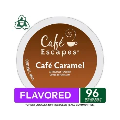 Keurig K-Cups<Cafe Escapes Cafe Caramel Coffee, Keurig K-Cup Pod, 96/Carton (GMT6813CT)