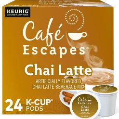 Tea<Cafe Escapes Chai Latte Coffee, Keurig® K-Cup® Pods, Light Roast, 24/Box (6805)