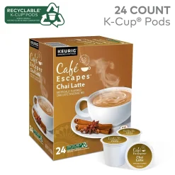 Tea<Cafe Escapes Chai Latte Coffee, Keurig® K-Cup® Pods, Light Roast, 24/Box (6805)