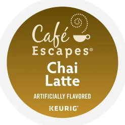 Tea<Cafe Escapes Chai Latte Coffee, Keurig® K-Cup® Pods, Light Roast, 24/Box (6805)