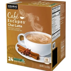 Tea<Cafe Escapes Chai Latte Coffee, Keurig® K-Cup® Pods, Light Roast, 24/Box (6805)