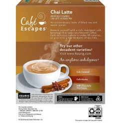 Tea<Cafe Escapes Chai Latte Coffee, Keurig® K-Cup® Pods, Light Roast, 24/Box (6805)