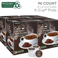 Keurig K-Cups<Cafe Escapes Dark Chocolate Hot Cocoa, Keurig K-Cup Pod, 96/Carton (6802CT)