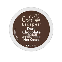 Keurig K-Cups<Cafe Escapes Dark Chocolate Hot Cocoa, Keurig K-Cup Pod, 96/Carton (6802CT)