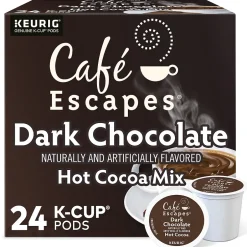 Keurig K-Cups<Cafe Escapes Dark Chocolate Hot Cocoa Mix, Keurig® K-Cup® Pods, 24/Box (6802)
