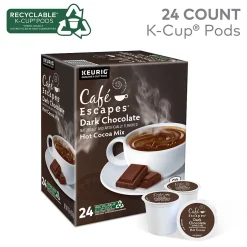 Keurig K-Cups<Cafe Escapes Dark Chocolate Hot Cocoa Mix, Keurig® K-Cup® Pods, 24/Box (6802)