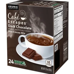 Keurig K-Cups<Cafe Escapes Dark Chocolate Hot Cocoa Mix, Keurig® K-Cup® Pods, 24/Box (6802)