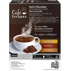 Keurig K-Cups<Cafe Escapes Dark Chocolate Hot Cocoa Mix, Keurig® K-Cup® Pods, 24/Box (6802)
