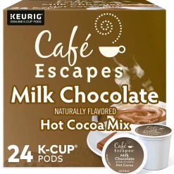 Keurig K-Cups<Cafe Escapes Milk Chocolate Hot Cocoa Mix, Keurig® K-Cup® Pods, 24/Box (6801)