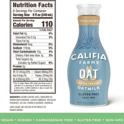 Milk & Creamer<CALIFIA FARMS Oatmilk, Original, 48 Oz, 2PK