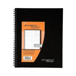 Cambridge 1-Subject Professional Notebooks, 8.88" x 11", Wide Ruled, 80 Sheets, Black (06132) New