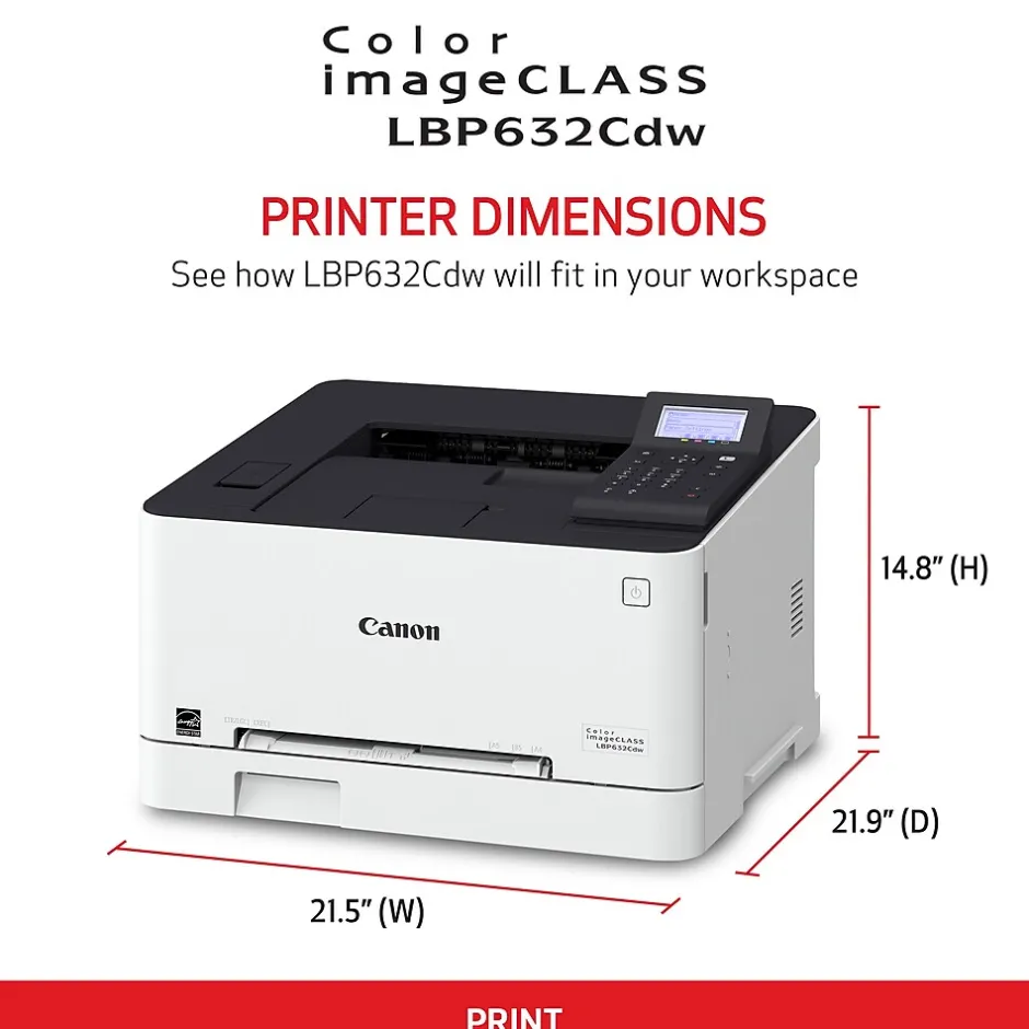 Color Printers<Canon imageCLASS LBP632Cdw Wireless Color Laser Printer, Single-Function, Print (LBP632CDW)