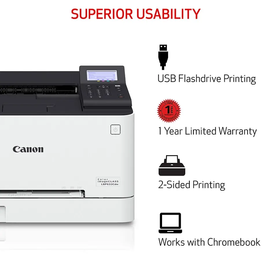 Color Printers<Canon imageCLASS LBP632Cdw Wireless Color Laser Printer, Single-Function, Print (LBP632CDW)