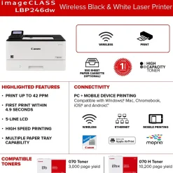 Black & White Printers<Canon imageCLASS LBP246dw Laser Printer, Single-Function, Print (5952C005)