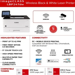 Black & White Printers<Canon imageCLASS LBP247dw Laser Printer (5952C004)