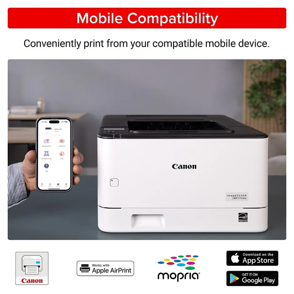 Black & White Printers<Canon imageCLASS LBP172dw Wireless Black & White Laser Printer, Single-Function, Print (6353C004)