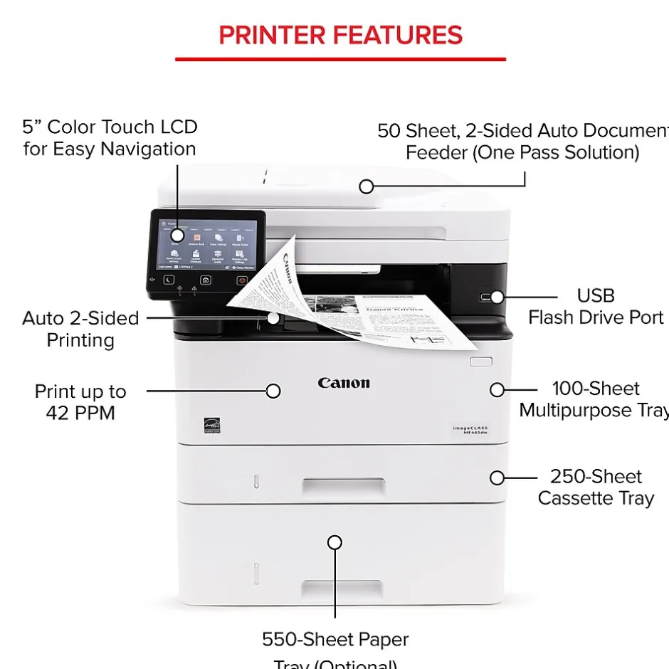 Instant Photo Printers<Canon ImageCLASS MF465dw Wireless Black & White Laser Printer, All-In-One, Print, Scan, Copy, Fax (5951C005)