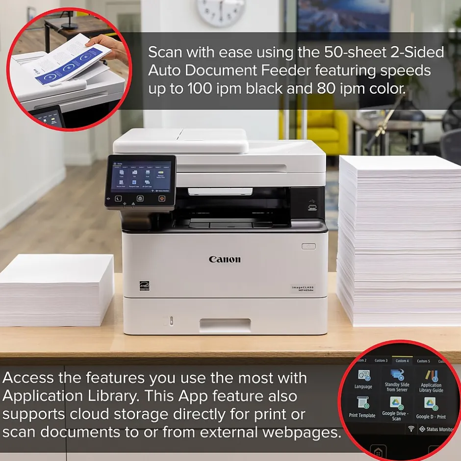 Instant Photo Printers<Canon ImageCLASS MF465dw Wireless Black & White Laser Printer, All-In-One, Print, Scan, Copy, Fax (5951C005)