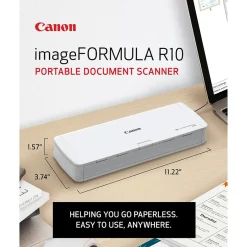 Portable Scanners<Canon imageFORMULA R10 USB Duplex Portable Document Scanner, White (4861C001)