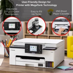 Color Printers<Canon MAXIFY GX1020 Wireless Color Inkjet Printer, All-In-One Supertank, Print, Scan, Copy (GX1020)