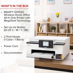 Color Printers<Canon MAXIFY GX1020 Wireless Color Inkjet Printer, All-In-One Supertank, Print, Scan, Copy (GX1020)
