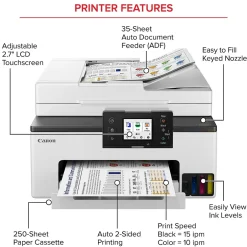 Color Printers<Canon MAXIFY GX2020 Wireless Color Inkjet Printer, All-In-One, Print, Scan, Copy, Fax (GX2020)
