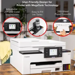 Color Printers<Canon MAXIFY GX2020 Wireless Color Inkjet Printer, All-In-One, Print, Scan, Copy, Fax (GX2020)
