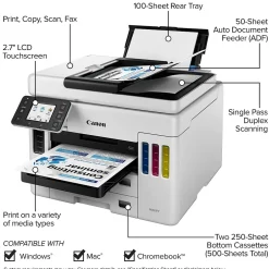 Color Printers<Canon MegaTank MAXIFY GX7021 Wireless Color All-in-One Inkjet Printer (4471C037)