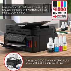 Color Printers<Canon MegaTank PIXMA G7020 Wireless Color Inkjet Printer, All-In-One Supertank, Print, Scan, Copy, Fax (3114C002)