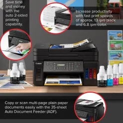 Color Printers<Canon MegaTank PIXMA G7020 Wireless Color Inkjet Printer, All-In-One Supertank, Print, Scan, Copy, Fax (3114C002)