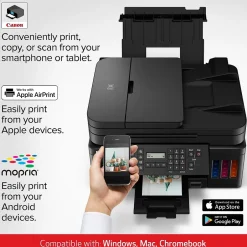 Color Printers<Canon MegaTank PIXMA G7020 Wireless Color Inkjet Printer, All-In-One Supertank, Print, Scan, Copy, Fax (3114C002)