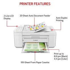 Color Printers<Canon PIXMA TR4720 Wireless Color Inkjet Printer, All-In-One, Print, Scan, Copy, Fax (TR4720 WHITE)