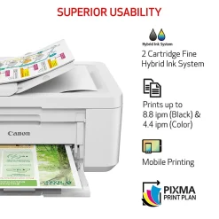 Color Printers<Canon PIXMA TR4720 Wireless Color Inkjet Printer, All-In-One, Print, Scan, Copy, Fax (TR4720 WHITE)