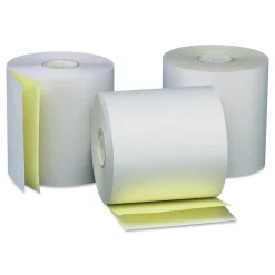 New Carbonless Paper Rolls, White/canary, 3" x 90 Ft, 50/Ct Pos Paper