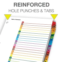 Cardinal OneStep Printable Table of Contents and Dividers, A-Z - 26-Tab, Multicolor, 1/St