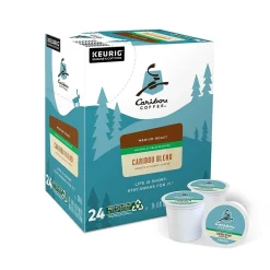 Keurig K-Cups<Caribou Coffee Caribou Blend Decaf Coffee, Medium Roast, 0.41 oz. Keurig® K-Cup® Pods, 24/Box (6995)