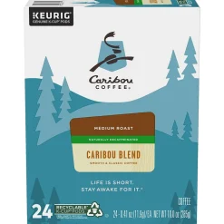 Keurig K-Cups<Caribou Coffee Caribou Blend Decaf Coffee, Medium Roast, 0.41 oz. Keurig® K-Cup® Pods, 24/Box (6995)
