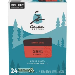 Keurig K-Cups<Caribou Coffee Hideaway Caramel Coffee Keurig® K-Cup® Pods, Medium Roast, 24/Box (736685)
