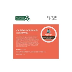 Keurig K-Cups<Caribou Coffee Hideaway Caramel Coffee Keurig® K-Cup® Pods, Medium Roast, 24/Box (736685)